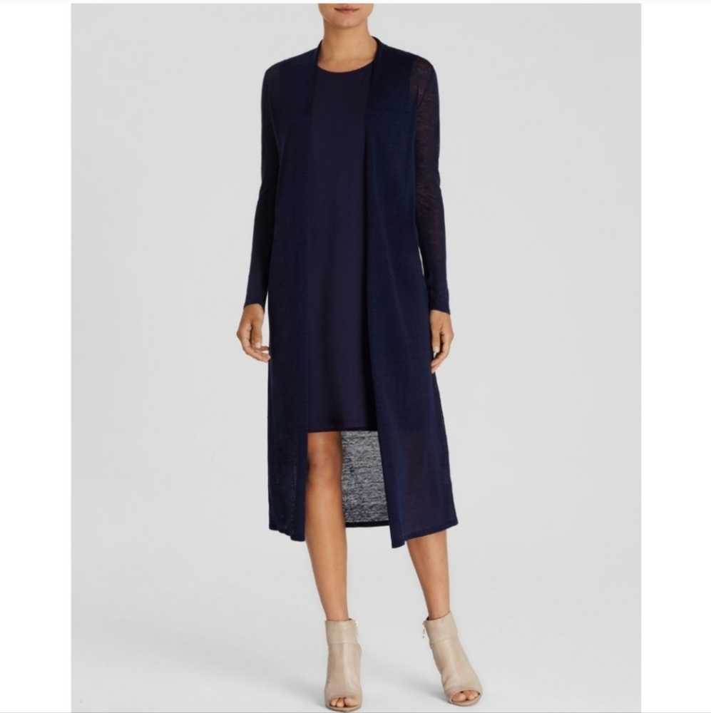 Eileen Fisher | Hemp Blend Long Cardigan Royal Blue Large